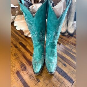 Lane Turquoise Embroidered Cowboy Boots